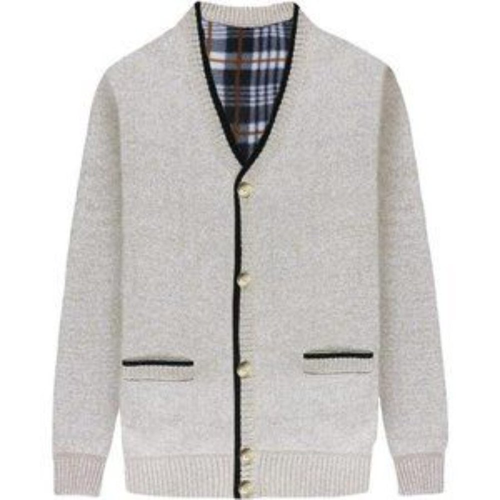 New Men's Cardigans Slim Fit Beige - Picture 2 of 8